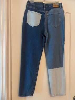 Hollister Two-Tone Patchwork Back Pocket Jeans - Dark Blue & Light Blue